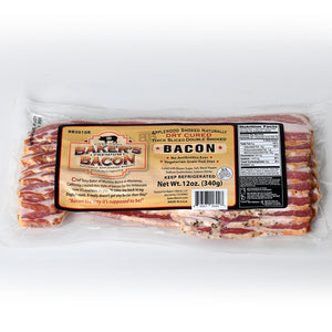 Baker's Bacon thick sliced double smoked dry cured bacon