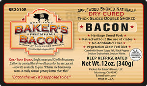 Baker's Bacon Thick Sliced Double Smoked Bacon BB2010R label
