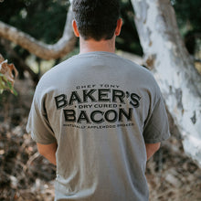 Load image into Gallery viewer, Baker&#39;s Bacon merch - Grey T-shirt

